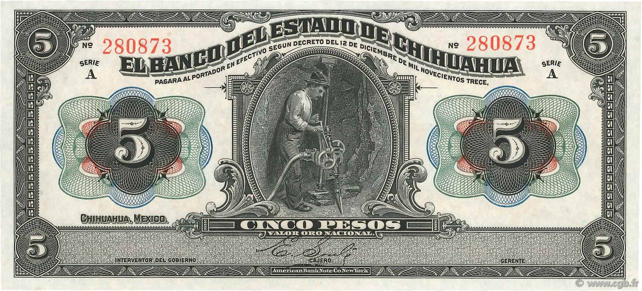 5 Pesos MEXIQUE  1913 PS.0132a pr.NEUF