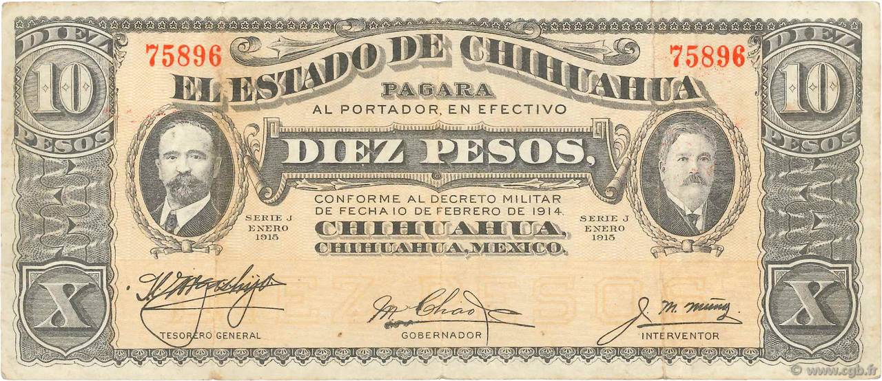10 Pesos MEXIQUE  1915 PS.0534b TTB
