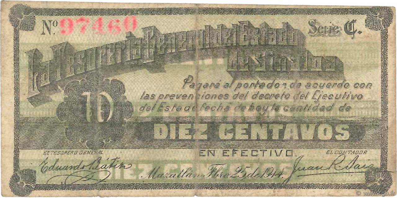 10 Centavos MEXIQUE  1914 PS.1022 pr.TB