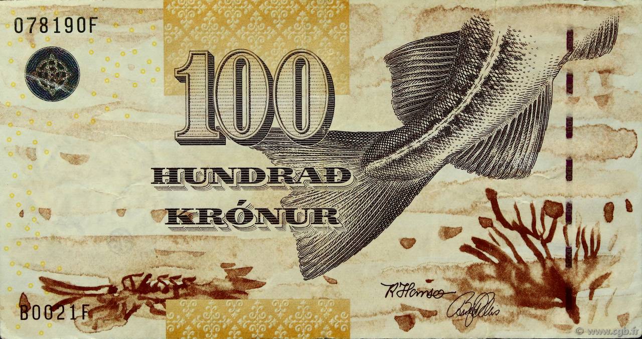100 Kronur ÎLES FEROE  2002 P.25 TTB