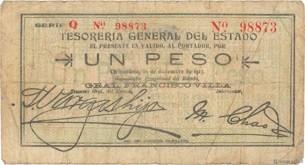 1 Peso MEXICO  1913 PS.0553b B