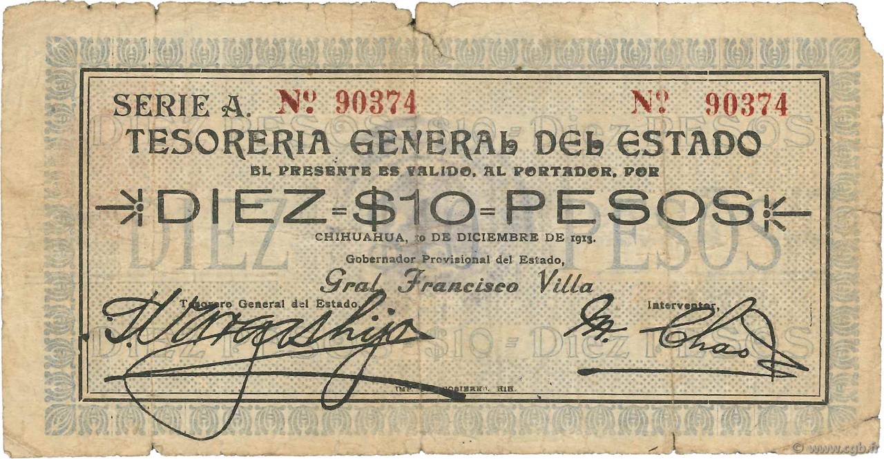 10 Pesos MEXIQUE  1913 PS.0555b pr.B