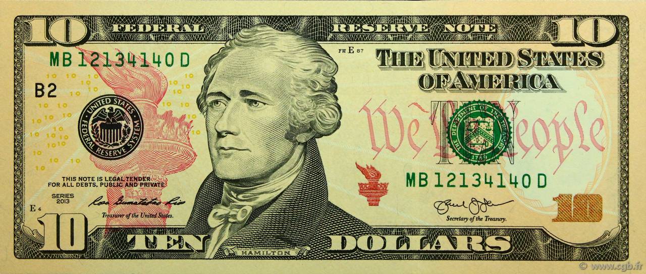 10 Dollars UNITED STATES OF AMERICA New York 2013 P.540 UNC-