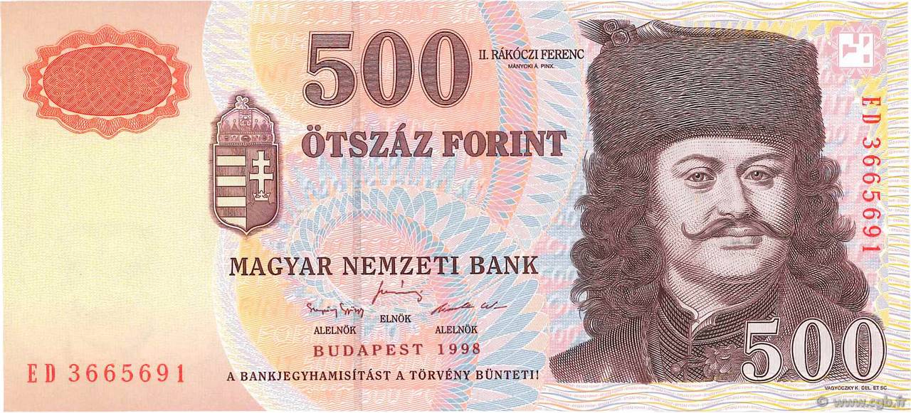 500 Forint HONGRIE  1998 P.179a SPL