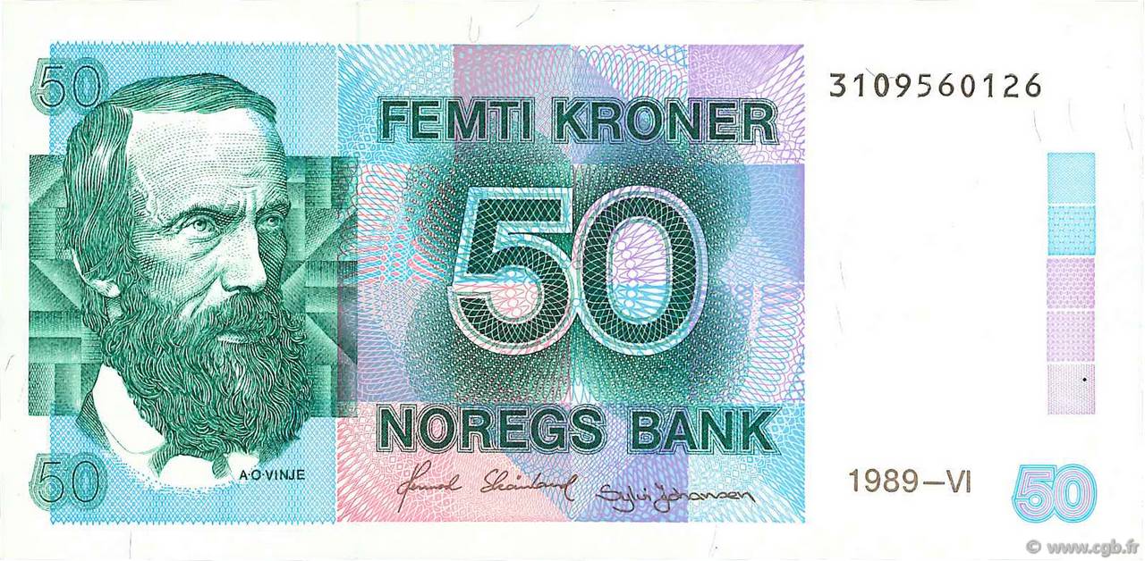50 Kroner NORVÈGE  1989 P.42e pr.SUP