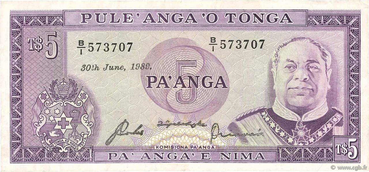 5 Pa anga TONGA  1989 P.21c VF