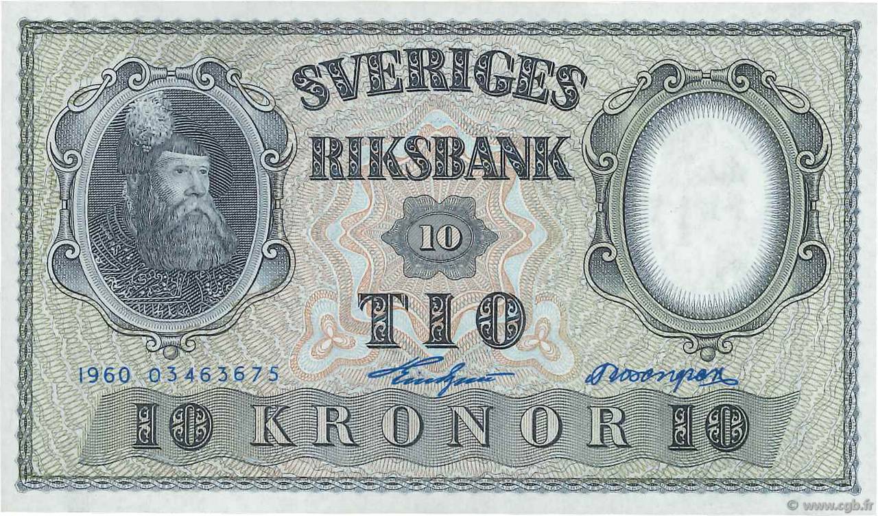 10 Kronor SUÈDE  1960 P.43h SPL