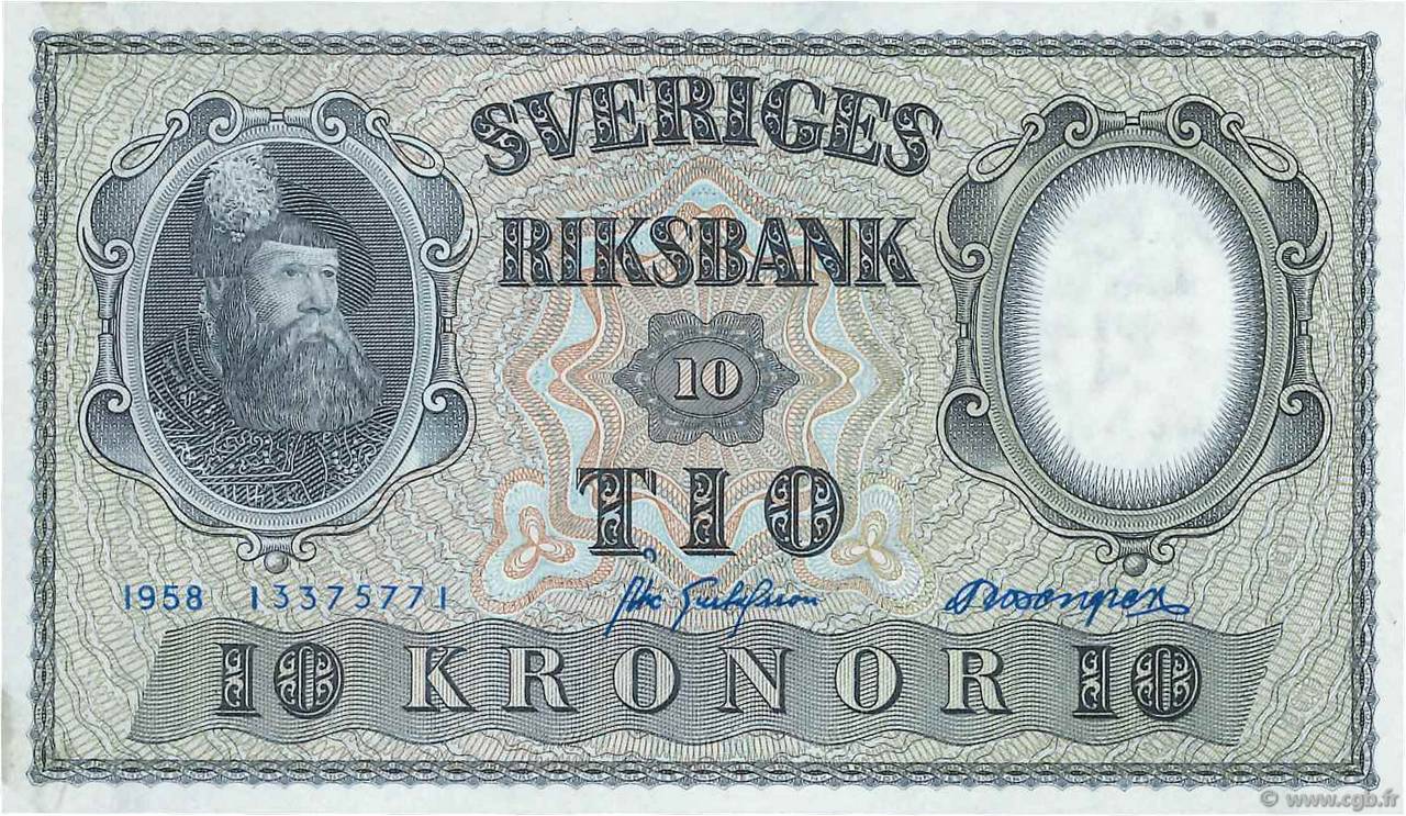 10 Kronor SUÈDE  1958 P.43f SPL