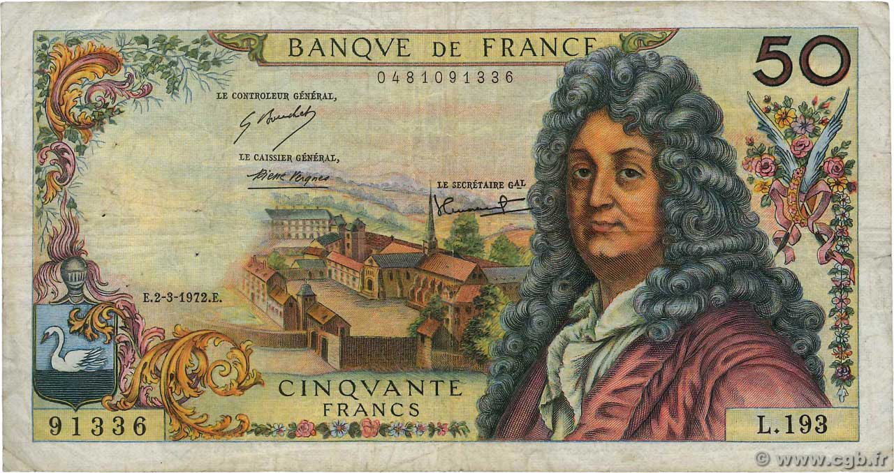 50 Francs RACINE FRANCE 1972 F.64.20 pr.TB