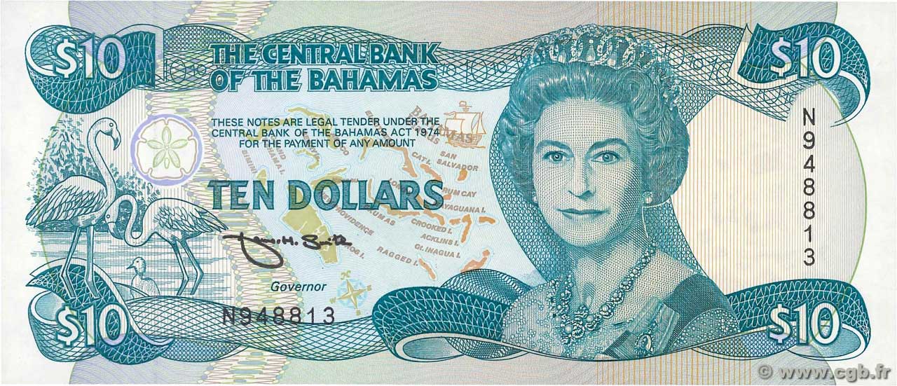 10 Dollars BAHAMAS  1993 P.53 FDC