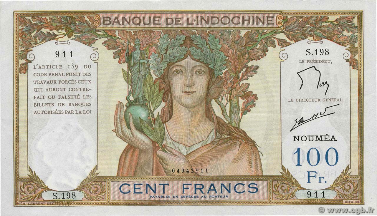100 Francs NOUVELLE CALÉDONIE 1963 P.42e TTB+
