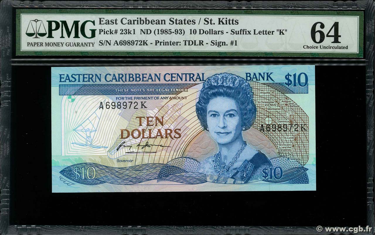 10 Dollars CARAÏBES 1985 P.23k1 NEUF