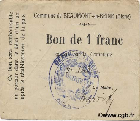 1 Franc FRANCE régionalisme et divers  1916 JP.02-0132 TTB