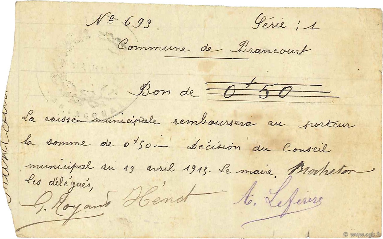 50 Centimes FRANCE régionalisme et divers  1915 JP.02-0323 TTB