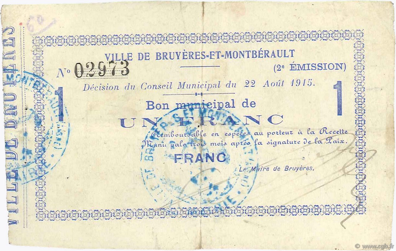 1 Franc FRANCE régionalisme et divers  1915 JP.02-0378 TTB
