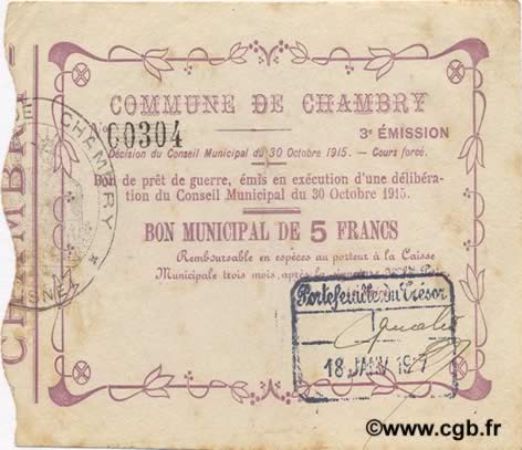 5 Francs FRANCE régionalisme et divers  1915 JP.02-0449 TTB