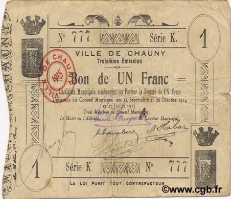 1 Franc FRANCE régionalisme et divers  1914 JP.02-0471 TB