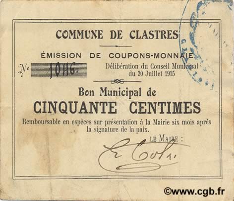 50 Centimes FRANCE régionalisme et divers  1915 JP.02-0517 TTB
