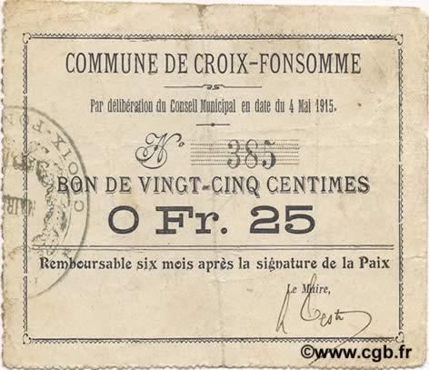25 Centimes FRANCE régionalisme et divers  1915 JP.02-0554 TB