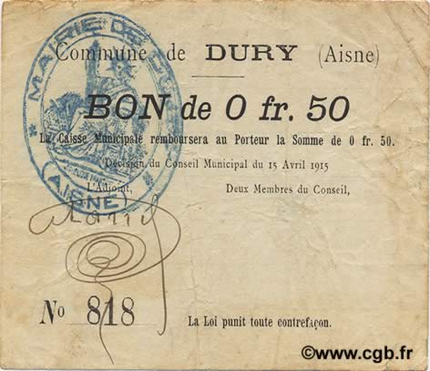 50 Centimes FRANCE régionalisme et divers  1915 JP.02-0613 TTB