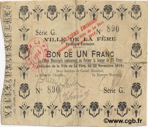 1 Franc FRANCE Regionalismus und verschiedenen  1914 JP.02-0790 S