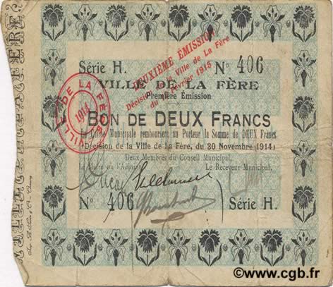 2 Francs FRANCE regionalismo e varie  1914 JP.02-0791 BB