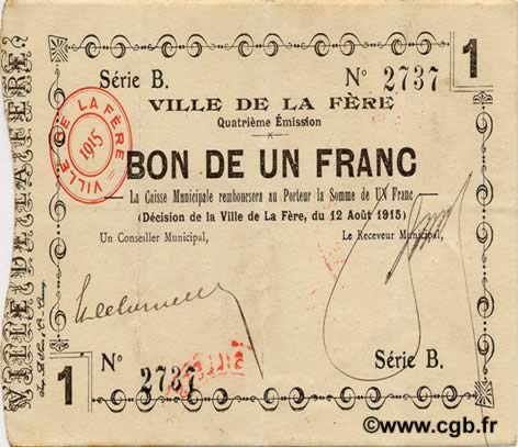 1 Franc FRANCE régionalisme et divers  1915 JP.02-0808 TTB