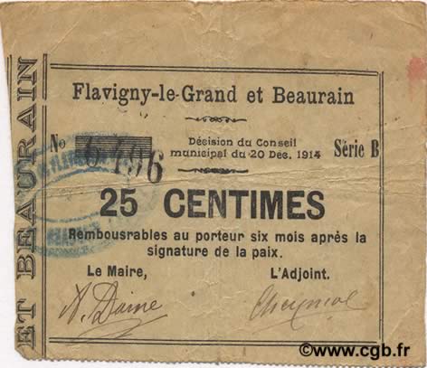 25 Centimes FRANCE régionalisme et divers  1914 JP.02-0860 TB