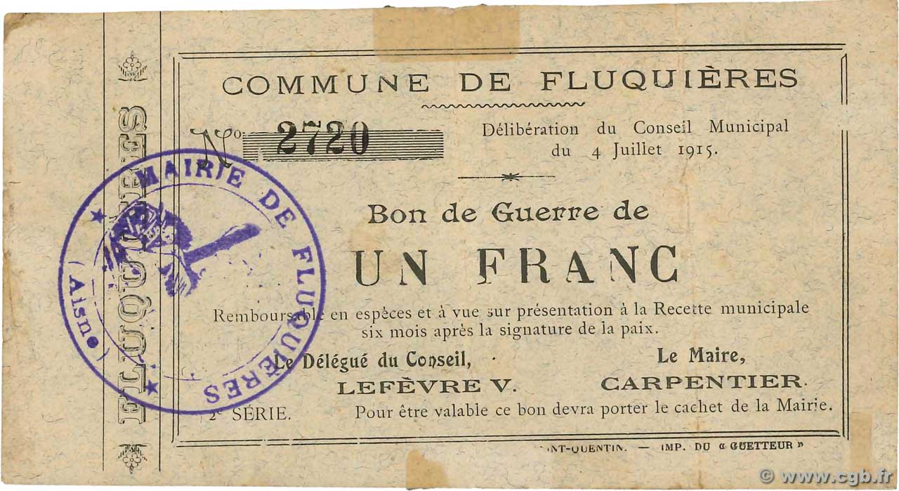 1 Franc FRANCE régionalisme et divers  1915 JP.02-0909 TB+