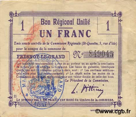 1 Franc FRANCE régionalisme et divers  1916 JP.02-1021.BRU TTB