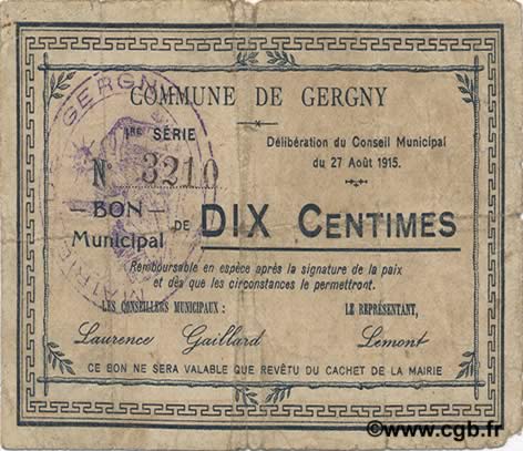 10 Centimes FRANCE régionalisme et divers  1915 JP.02-1039 TB