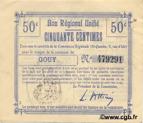 50 Centimes FRANCE régionalisme et divers  1916 JP.02-1074.BRU pr.NEUF