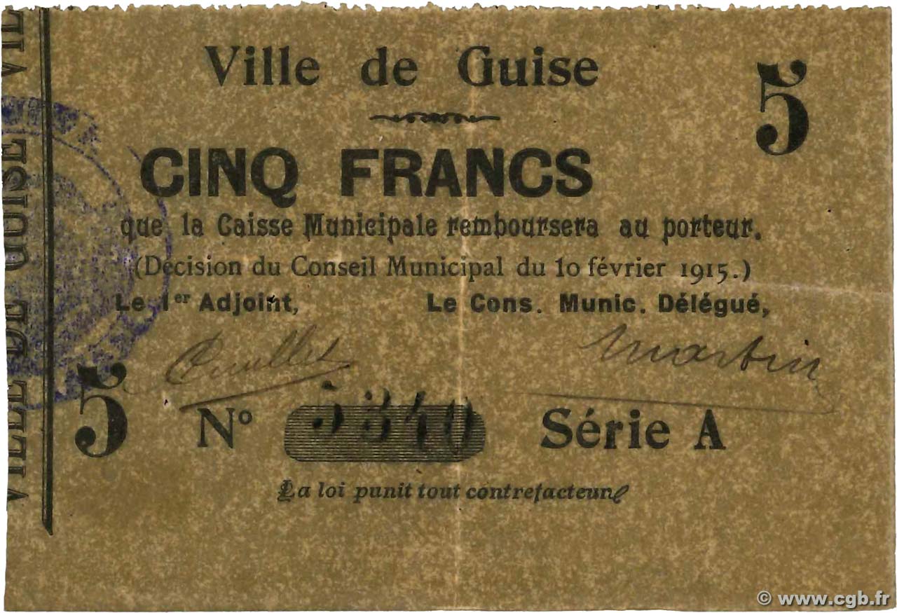 5 Francs FRANCE régionalisme et divers  1915 JP.02-1104 TTB+