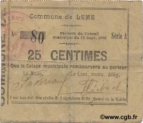 25 Centimes FRANCE régionalisme et divers  1915 JP.02-1332 TB