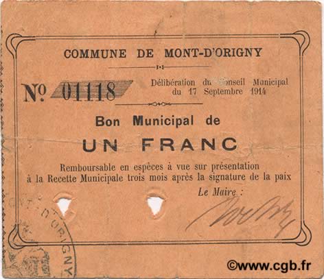 1 Franc FRANCE regionalism and miscellaneous  1914 JP.02-1567 VF