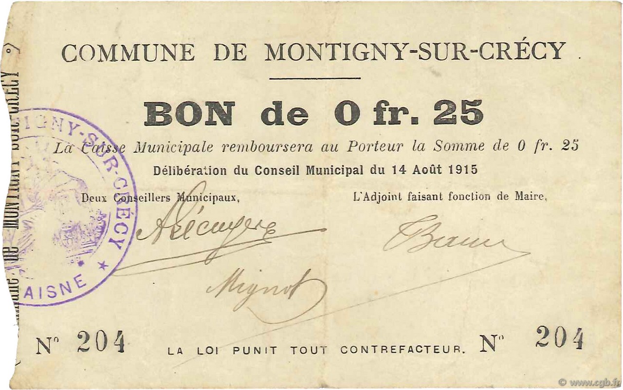 25 Centimes FRANCE régionalisme et divers  1915 JP.02-1593 TTB