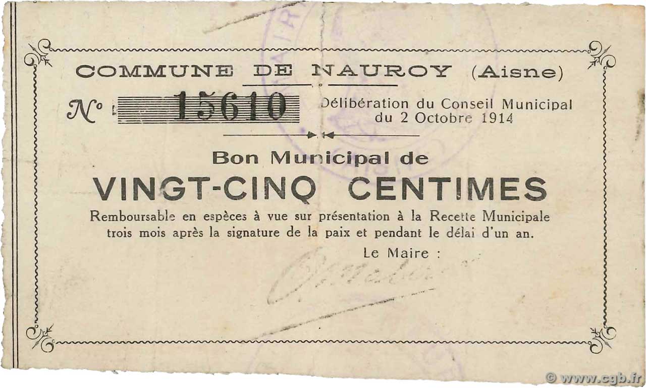 25 Centimes FRANCE régionalisme et divers  1914 JP.02-1620 pr.TTB