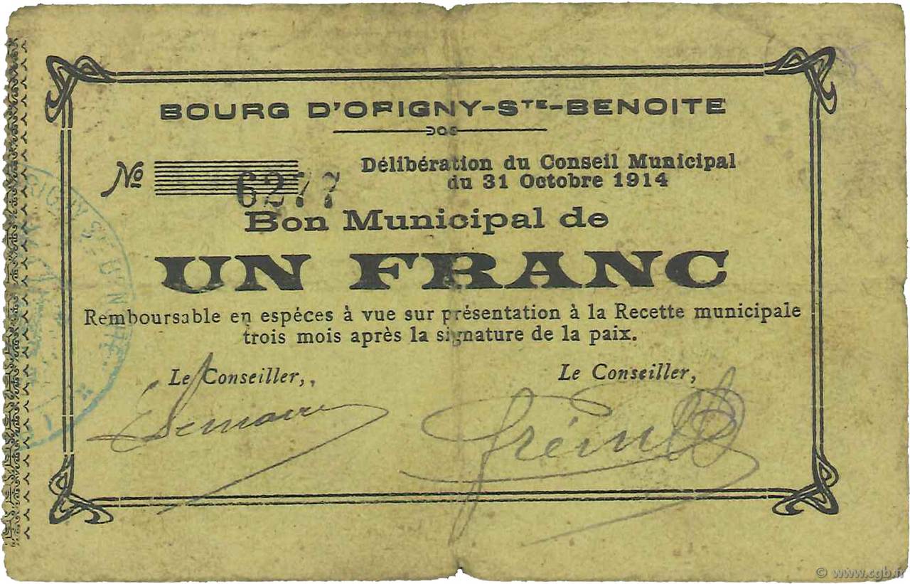 1 Franc FRANCE régionalisme et divers  1914 JP.02-1726 pr.TTB