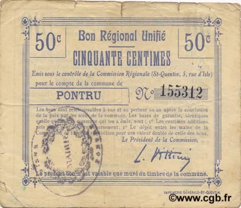 50 Centimes FRANCE régionalisme et divers  1916 JP.02-1779.BRU TB