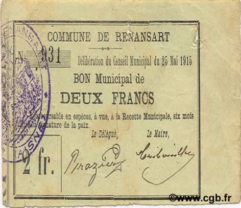 2 Francs FRANCE regionalismo e varie  1915 JP.02-1920 BB