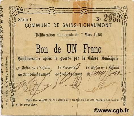 1 Franc FRANCE régionalisme et divers  1915 JP.02-1968 TB