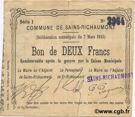 2 Francs FRANCE regionalismo e varie  1915 JP.02-1977 BB