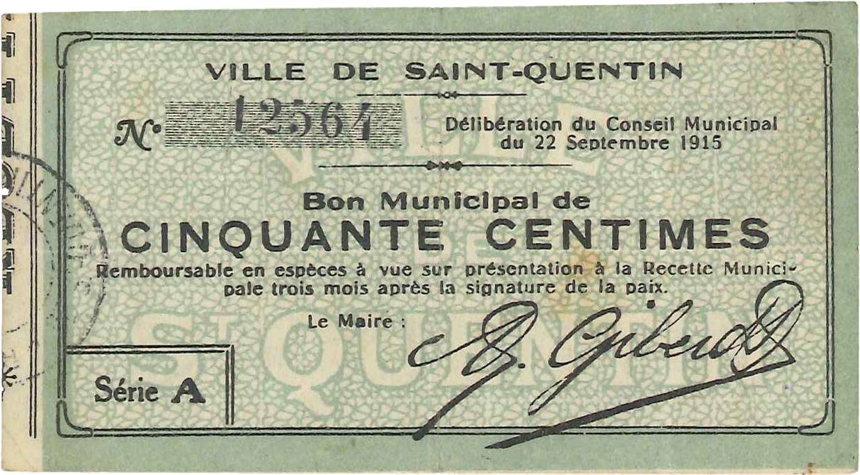 50 Centimes FRANCE régionalisme et divers  1915 JP.02-2040 TTB