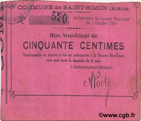 50 Centimes FRANCE régionalisme et divers  1914 JP.02-2099 TTB