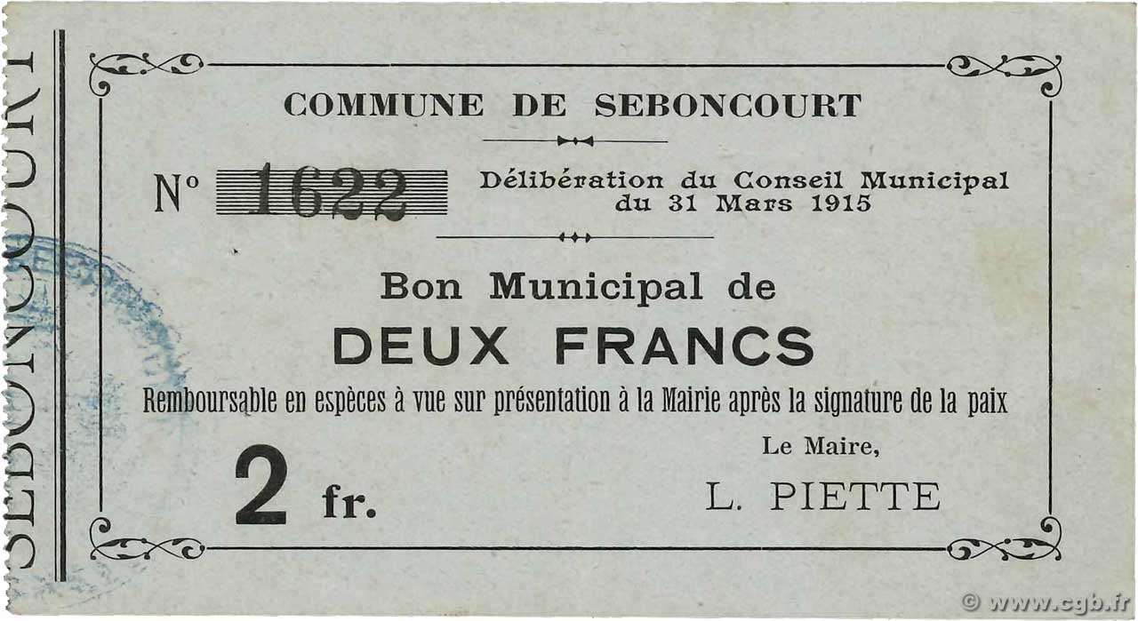 2 Francs FRANCE régionalisme et divers  1915 JP.02-2121 SUP+