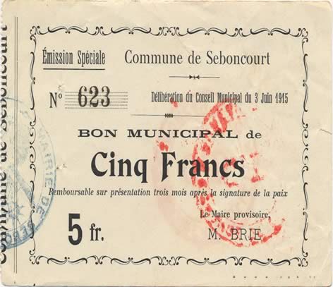 5 Francs FRANCE regionalismo e varie  1915 JP.02-2125 q.SPL