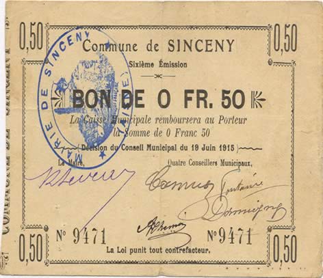 50 Centimes FRANCE régionalisme et divers  1915 JP.02-2187 TTB