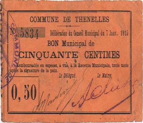 50 Centimes FRANCE régionalisme et divers  1915 JP.02-2266 TTB