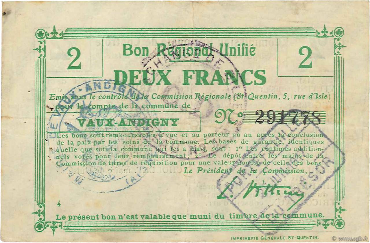2 Francs FRANCE régionalisme et divers  1916 JP.02-2356.BRU TTB