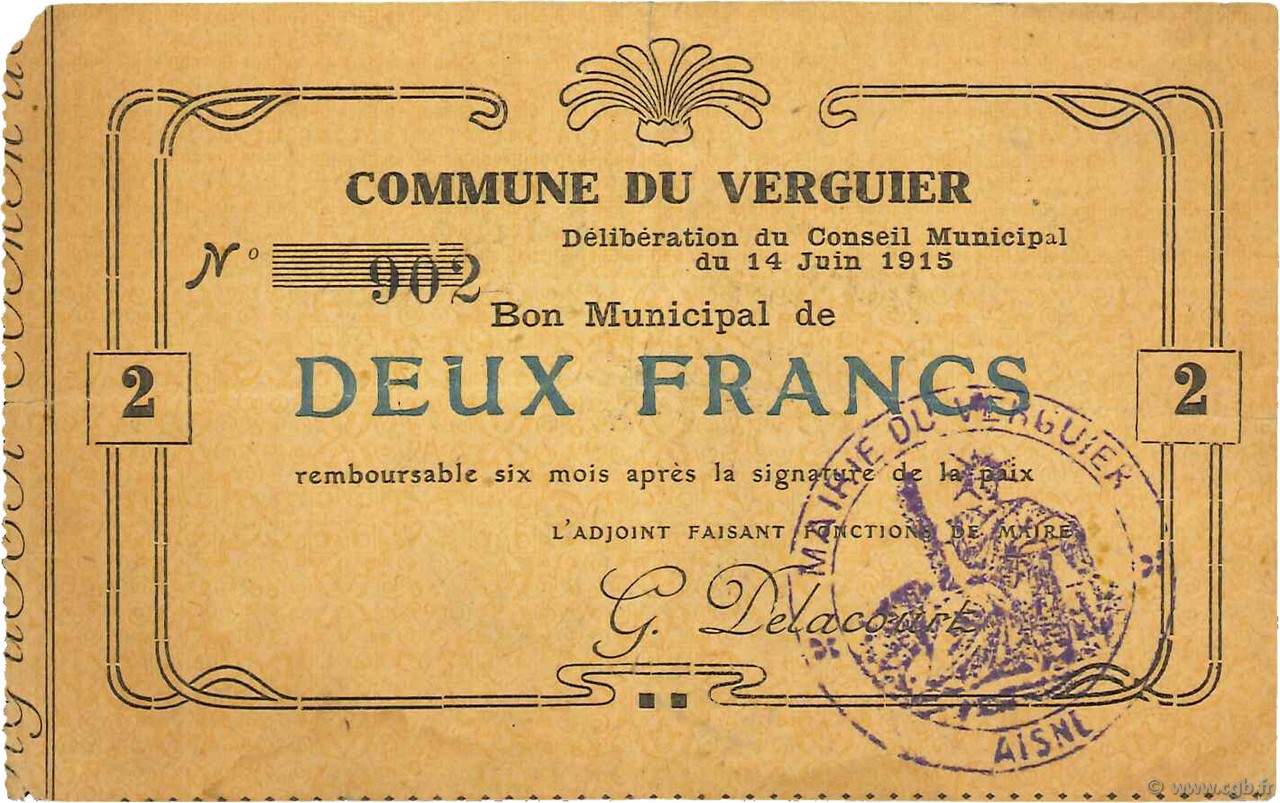 2 Francs FRANCE régionalisme et divers  1915 JP.02-2377 TTB